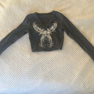 Fairy grunge long sleeve crop top